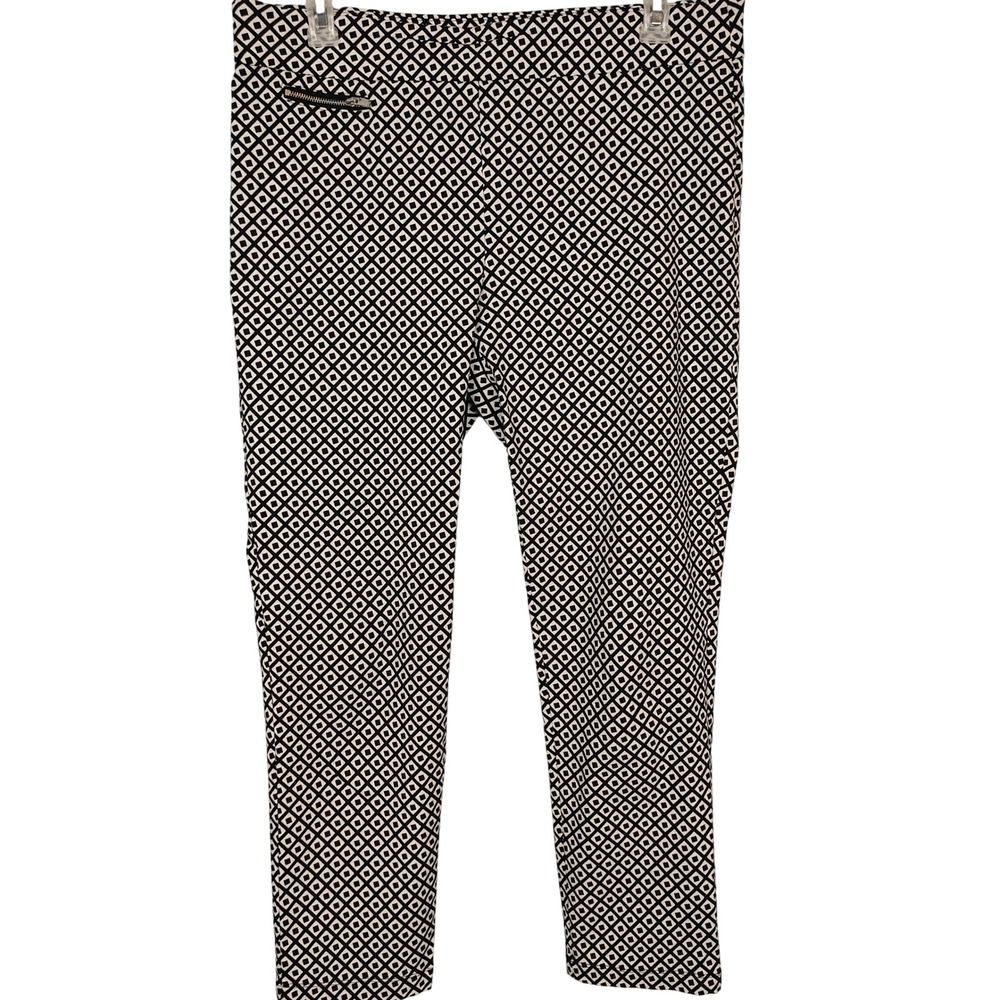 Nue Options Black White Geometric Diamond Print Pull On Slim Pants Size‎ 16